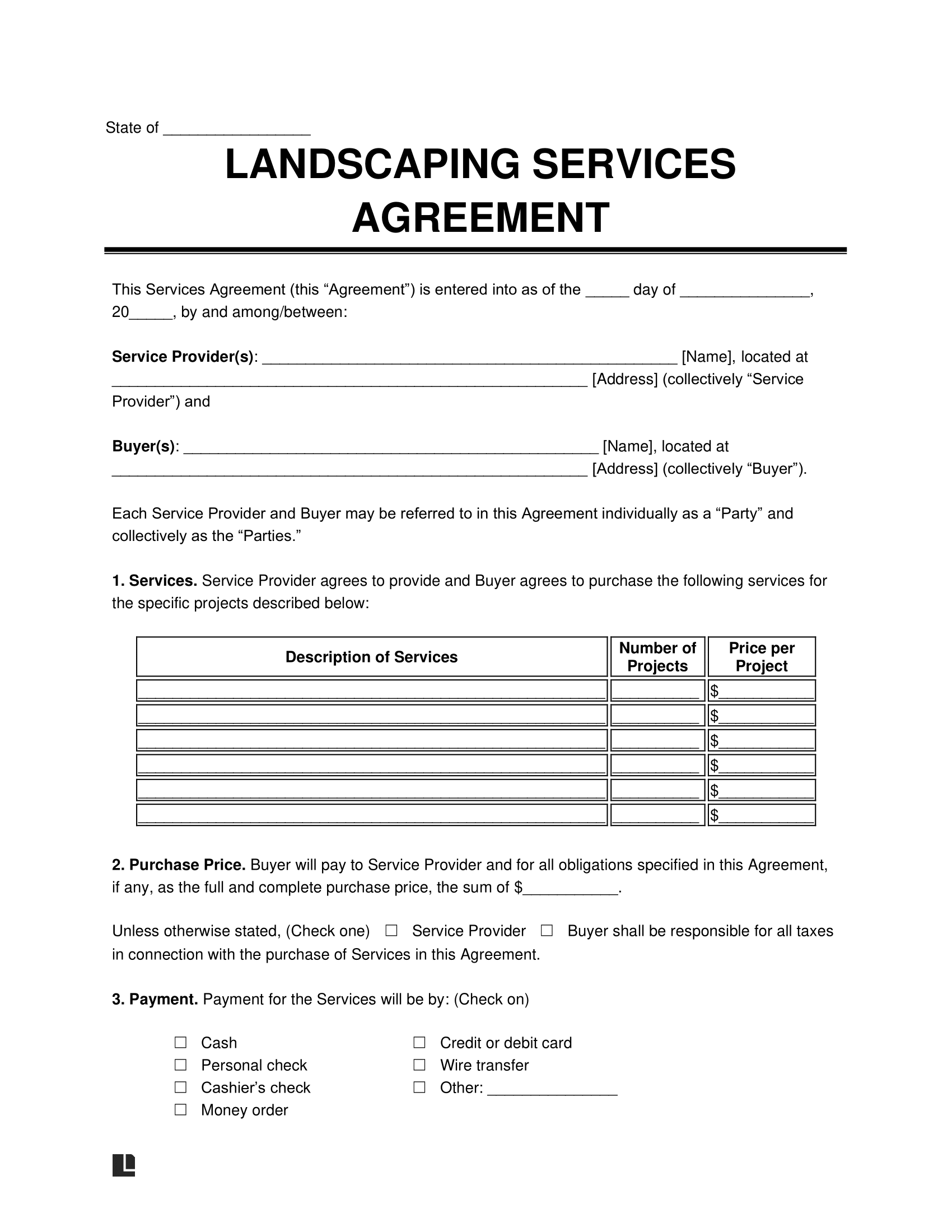 Free Landscaping Contract Template PDF & Word Legal Templates